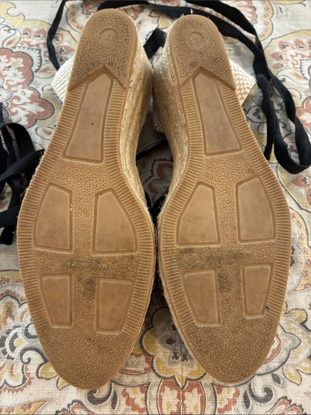 Womens Black Canvas Espadrille Tie-Up Wedge